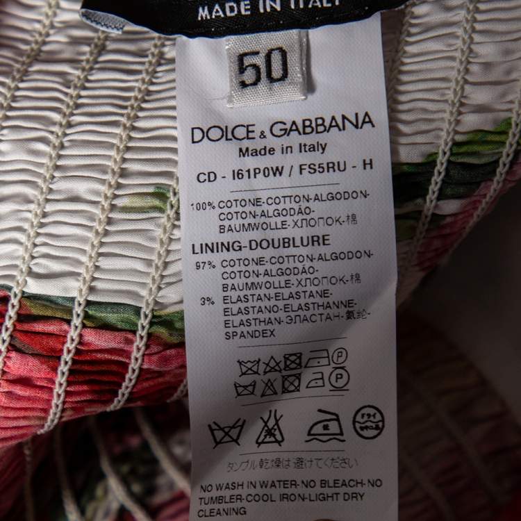Pre Owned Dolce & Gabbana White & Red Tulip Printed Halter Neck Dress XL