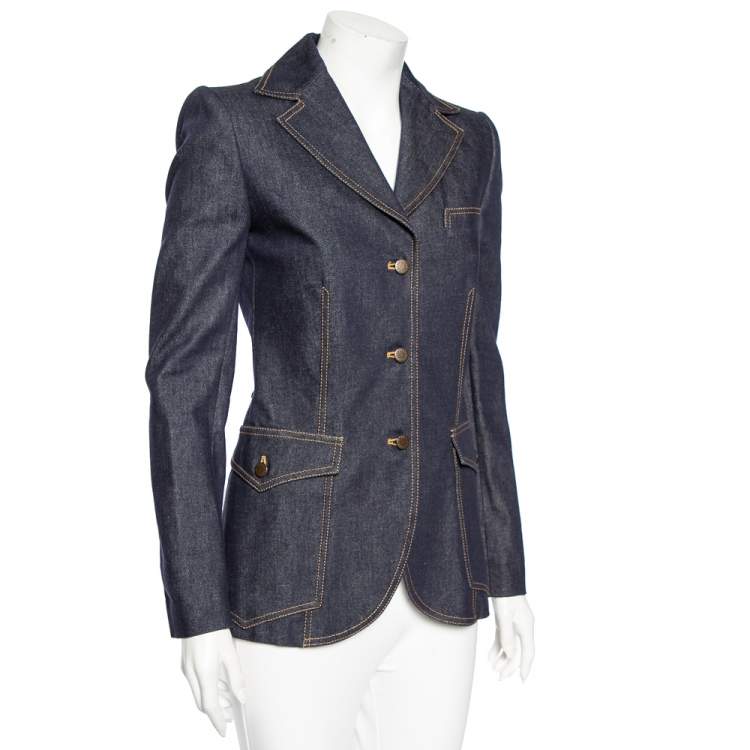 Pre Owned Dolce & Gabbana Vintage Blue Denim Single Breasted Blazer S