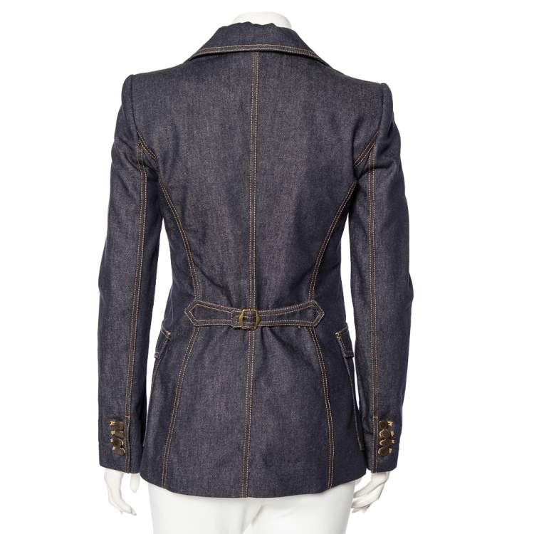 Pre Owned Dolce & Gabbana Vintage Blue Denim Single Breasted Blazer S