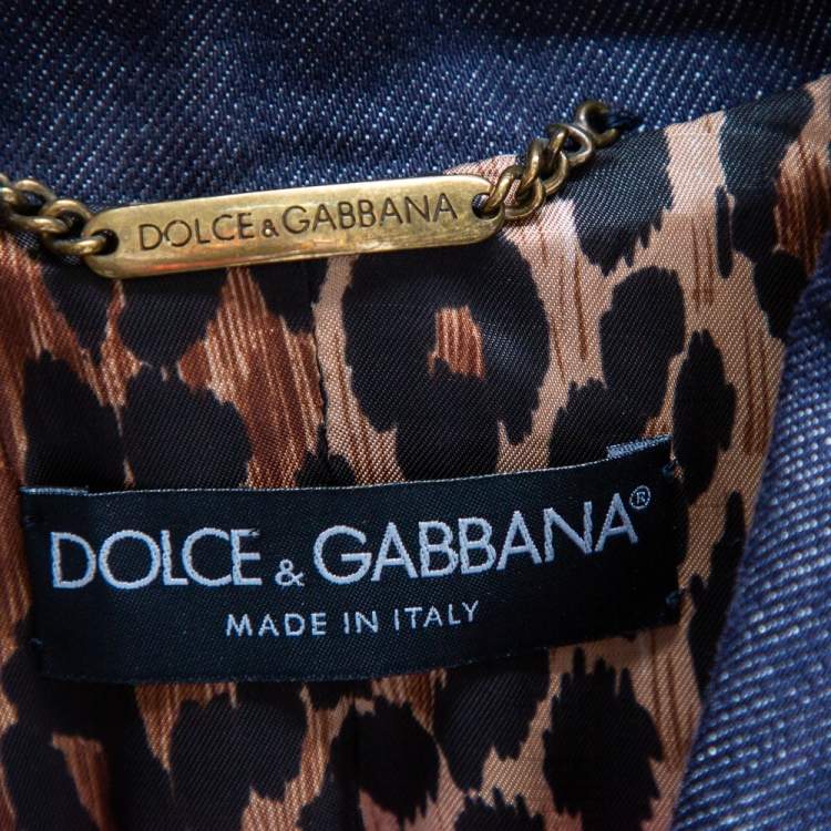 Pre Owned Dolce & Gabbana Vintage Blue Denim Single Breasted Blazer S