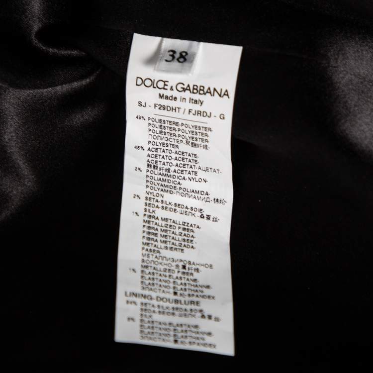 Pre Owned Dolce & Gabbana Black & Leopard Print Trimmed Jacquard Belted Coat S
