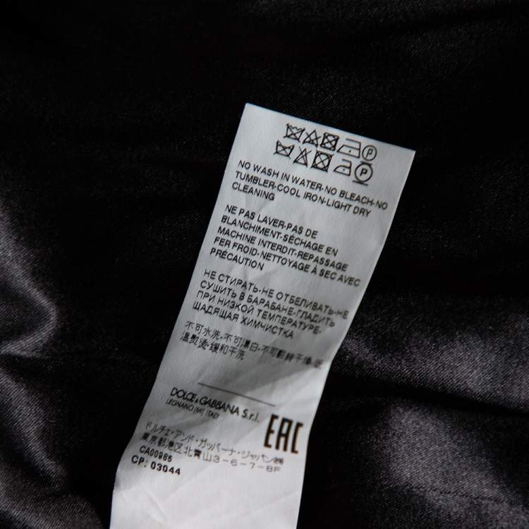 Pre Owned Dolce & Gabbana Black & Leopard Print Trimmed Jacquard Belted Coat S