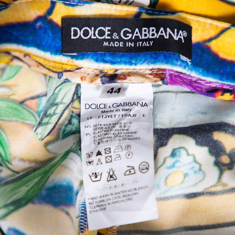 Pre Owned Dolce & Gabbana Multicolored Floral Print Silk Trousers M
