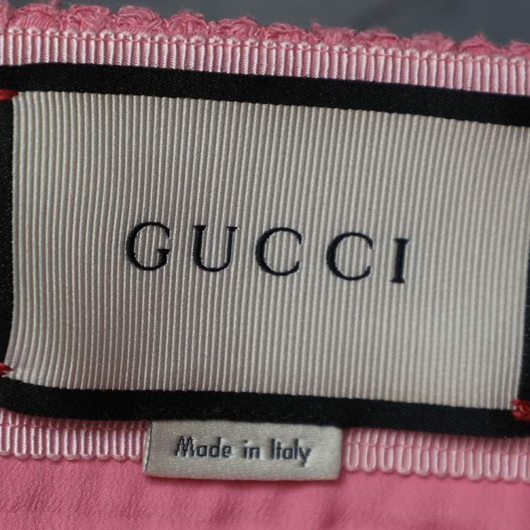 Pre Owned Gucci Pink Tweed A-Line Mini Skirt M
