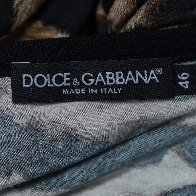 Pre Owned Dolce & Gabbana Brown Animal Printed Knit T-Shirt L