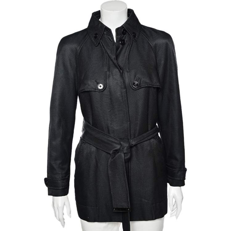 Pre Owned Dolce & Gabbana Black Cotton Belted Button Front Jacket M