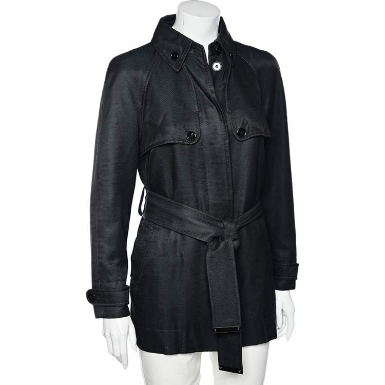 Pre Owned Dolce & Gabbana Black Cotton Belted Button Front Jacket M
