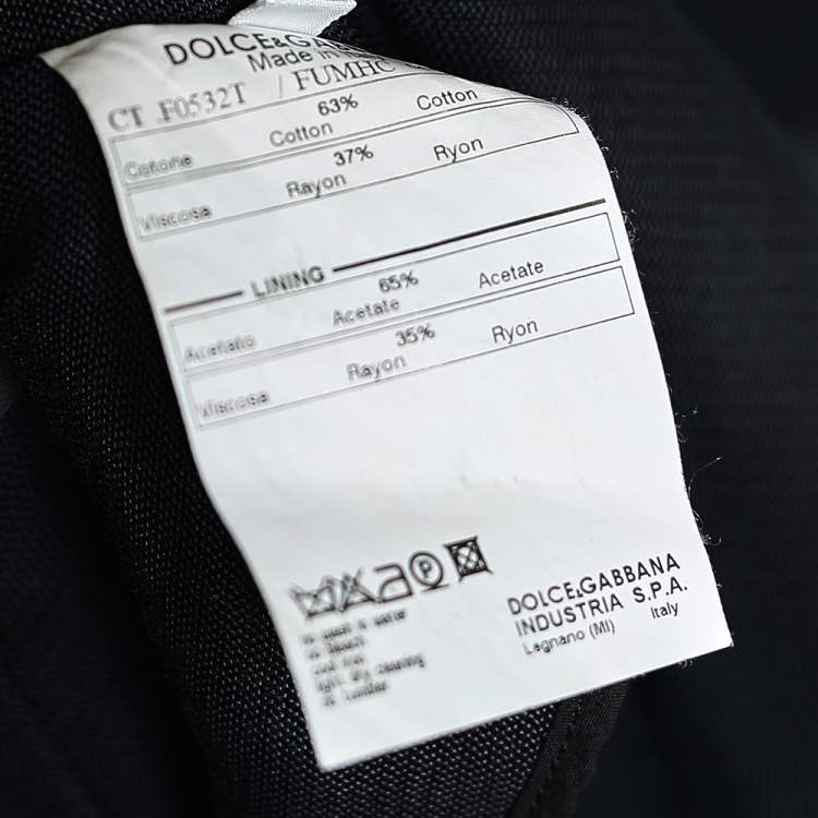 Pre Owned Dolce & Gabbana Black Cotton Belted Button Front Jacket M