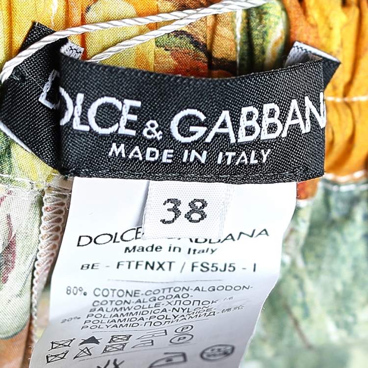 Pre Owned Dolce & Gabbana Multicolor Cotton Lace Trim Elasticized Shorts S