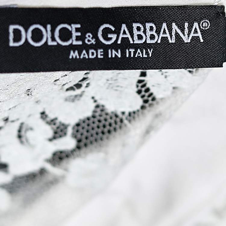 Pre Owned Dolce & Gabbana Multicolor Silk & Lace Paneled Buttoned Top S