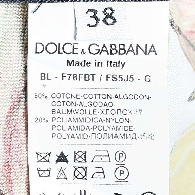 Pre Owned Dolce & Gabbana Multicolor Zucchini Printed Cotton & Lace Sleeveless Top S