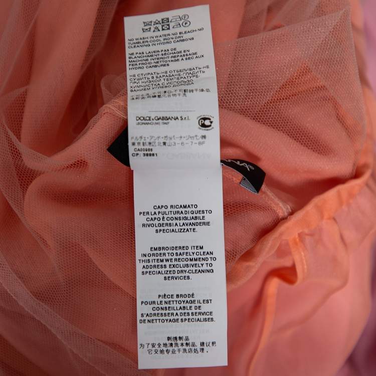 Pre Owned Dolce & Gabbana Pink Silk Chiffon Embellished Detailed Midi Dress S