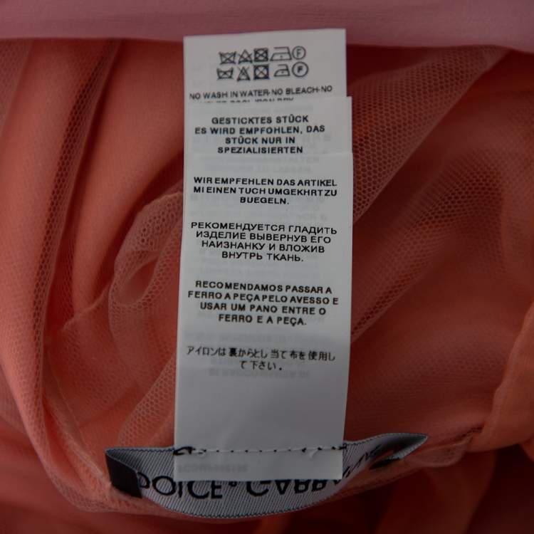 Pre Owned Dolce & Gabbana Pink Silk Chiffon Embellished Detailed Midi Dress S