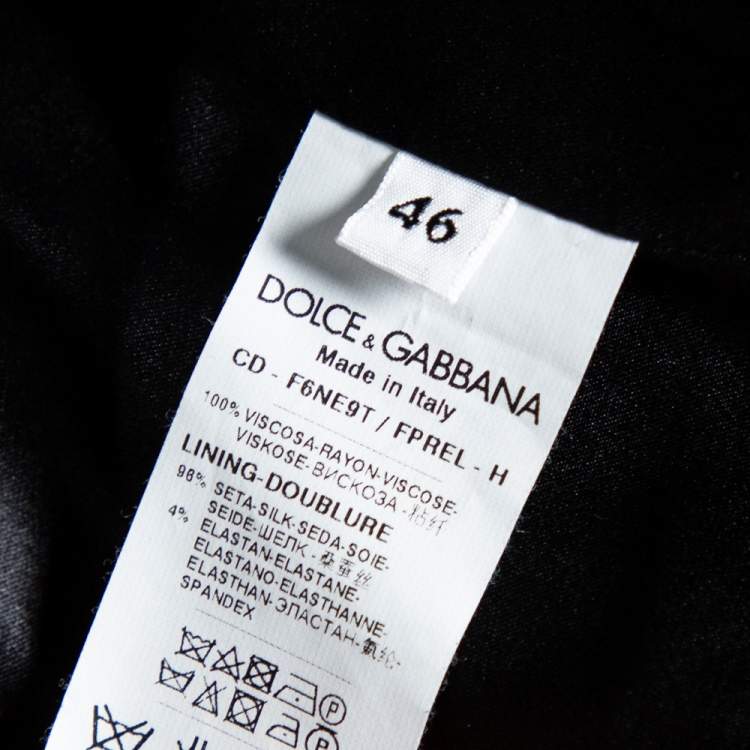 Pre Owned Dolce & Gabbana Black Floral Printed Crepe Long Sleeve Dress L
