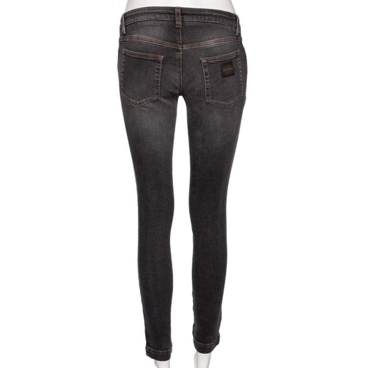 Pre Owned Dolce & Gabbana Grey Denim Cropped Pretty Fit Jeans S