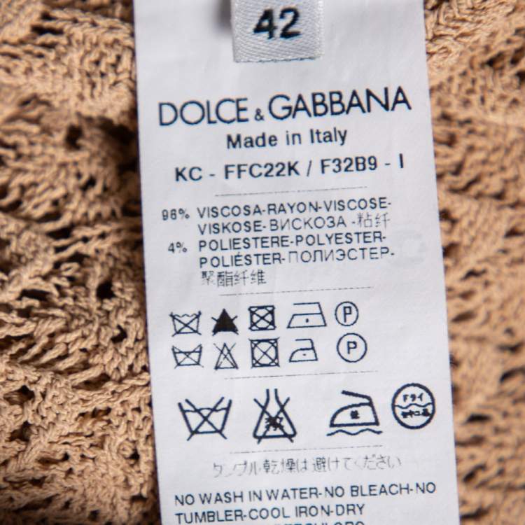 Pre Owned Dolce & Gabbana Beige Patterned Knit Button Front Cardigan M