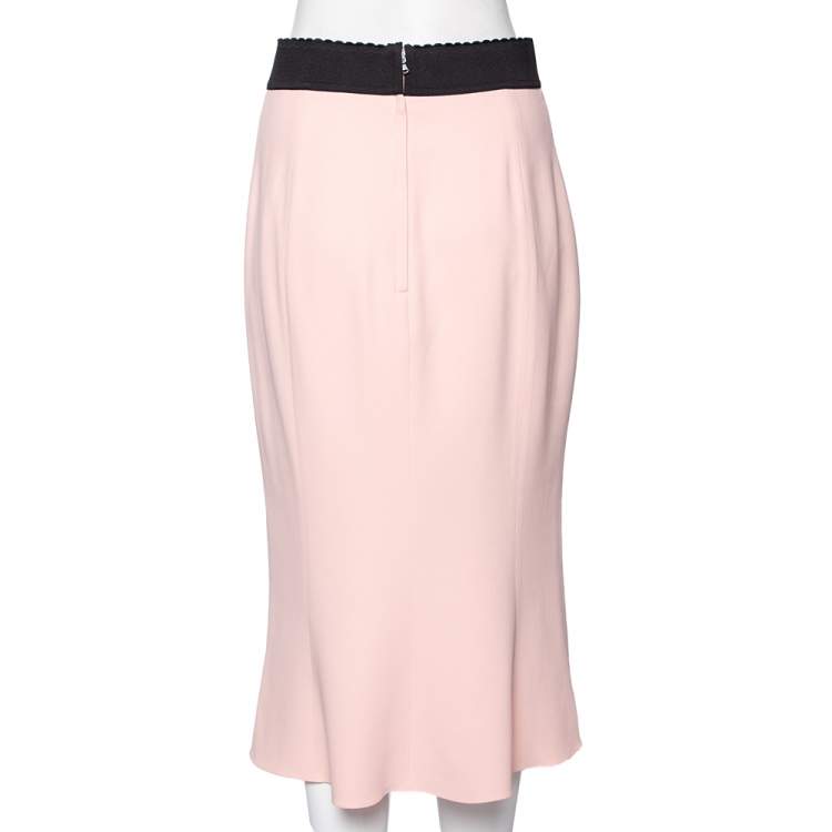Pre Owned Dolce & Gabbana Pink Crepe High Waisted Slip Skirt M