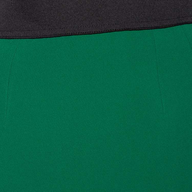 Pre Owned Dolce & Gabbana Green Crepe Knee Length Skirt S