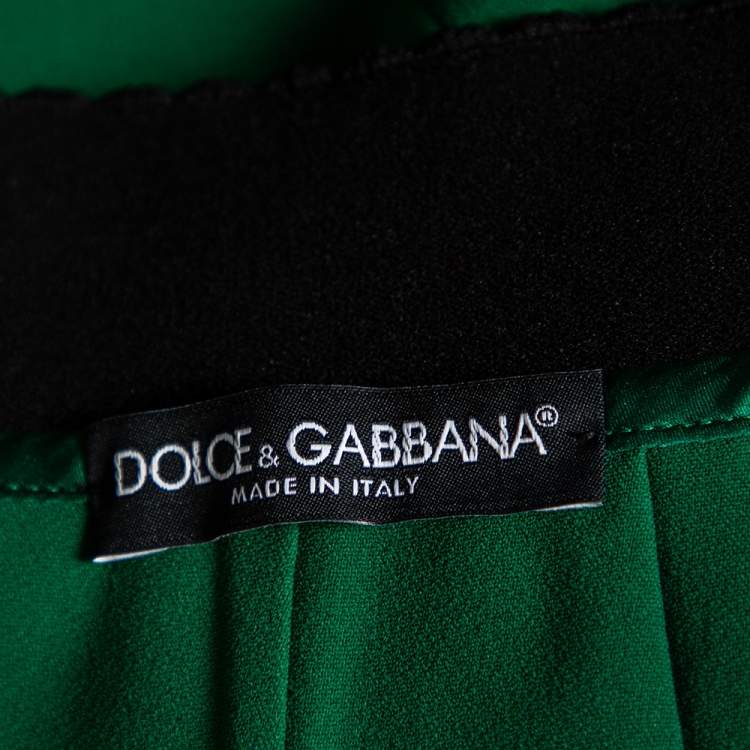 Pre Owned Dolce & Gabbana Green Crepe Knee Length Skirt S