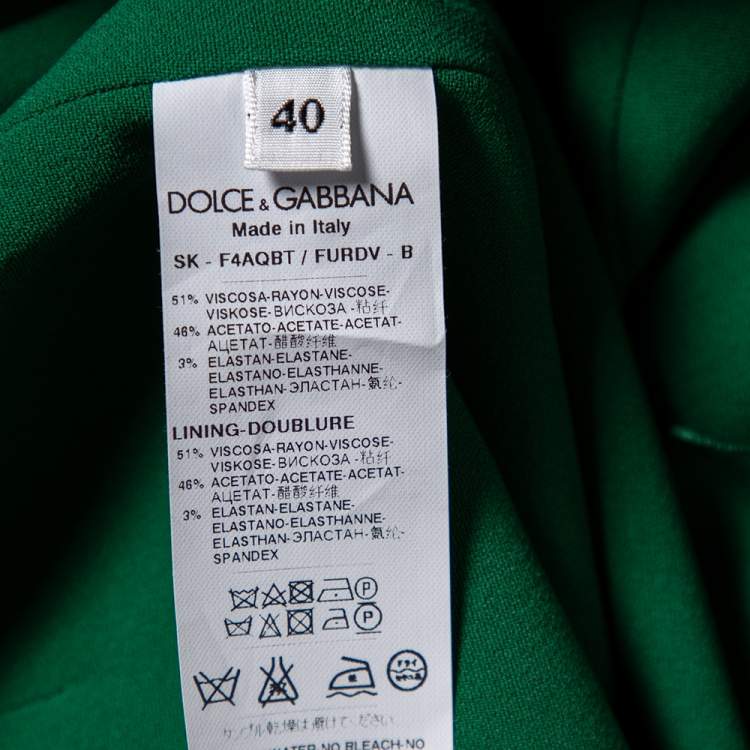 Pre Owned Dolce & Gabbana Green Crepe Knee Length Skirt S