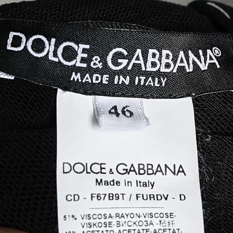 Pre Owned Dolce & Gabbana Black Crepe Contrast Detail Midi Dress L