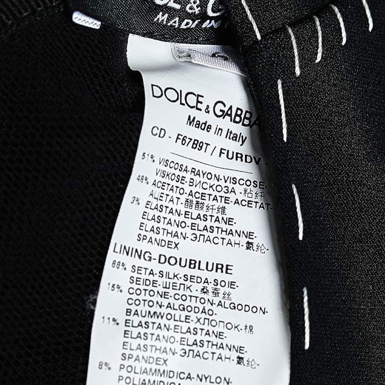 Pre Owned Dolce & Gabbana Black Crepe Contrast Detail Midi Dress L