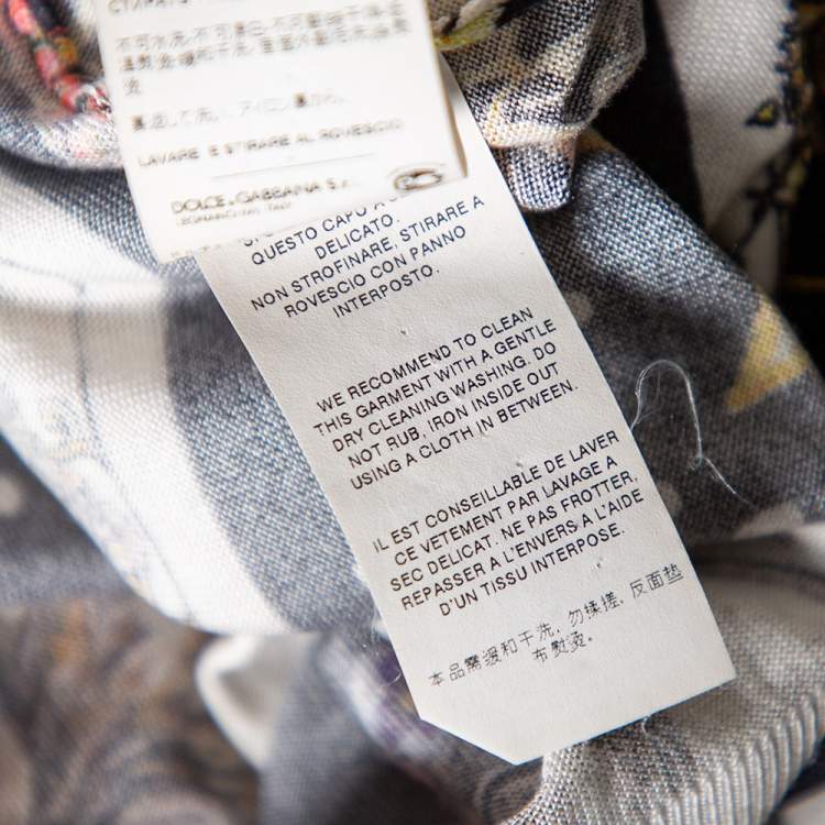 Pre Owned Dolce & Gabbana Multicolored Playing Cards Print Silk Knit Cardigan M