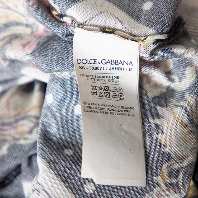 Pre Owned Dolce & Gabbana Multicolored Playing Cards Print Silk Knit Cardigan M