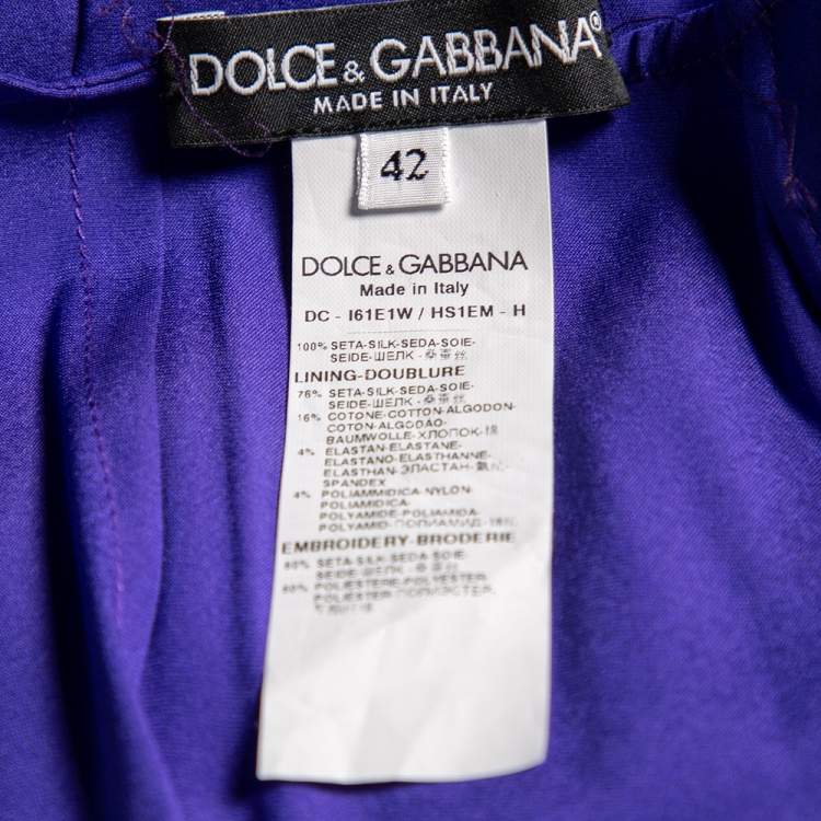 Pre Owned Dolce & Gabbana Blue Floral Printed Silk & Embellished Detailed Gown M 