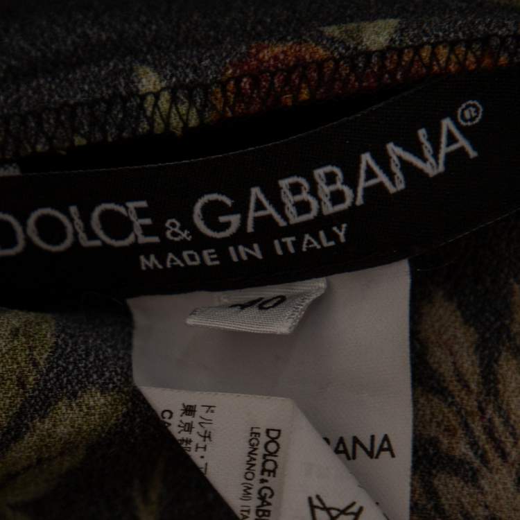 Pre Owned Dolce & Gabbana Black Key and Floral Print Crepe Long Sleeve Top S