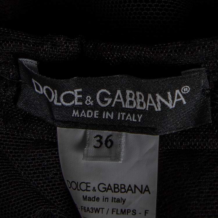 Pre Owned Dolce & Gabbana Black Lace Ruched Sleeveless Mini Dress XS