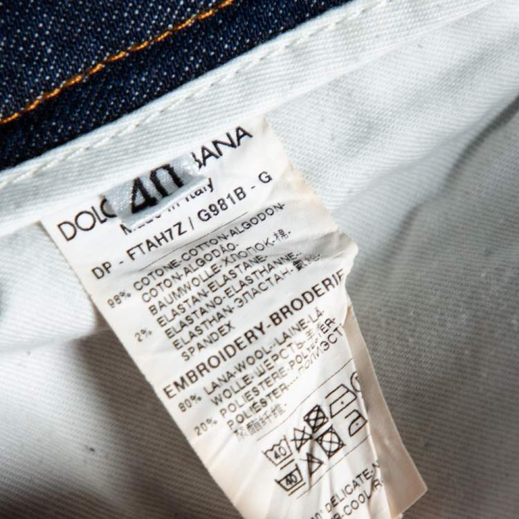 Pre Owned Dolce & Gabbana Blue Denim Queen Embroidered Pretty Fit Jeans S