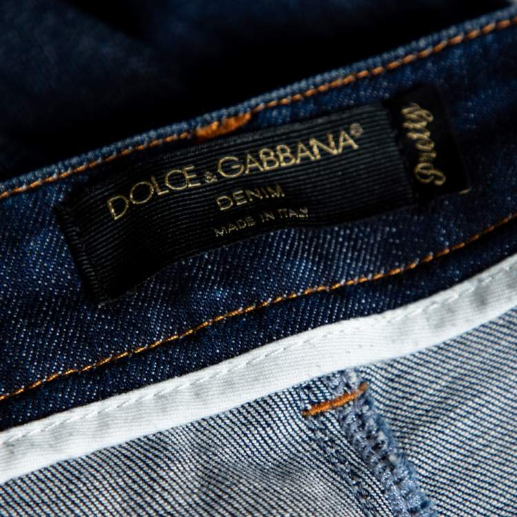 Pre Owned Dolce & Gabbana Blue Denim Queen Embroidered Pretty Fit Jeans S