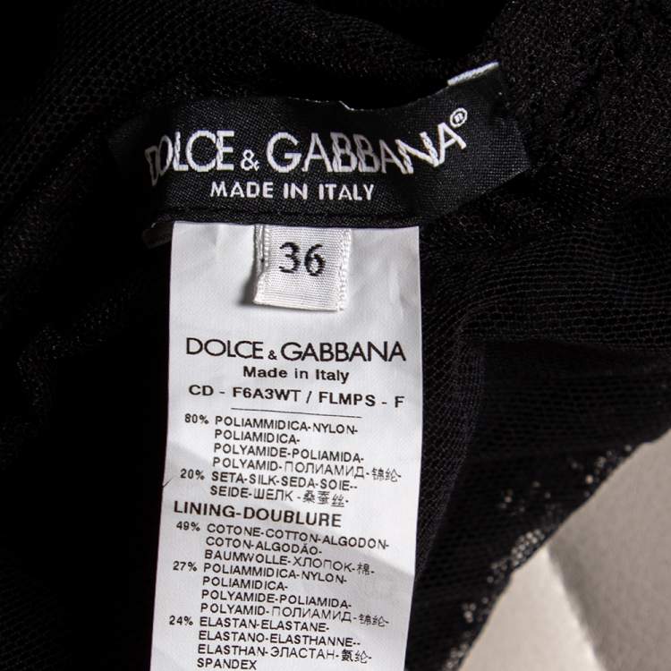 Pre Owned Dolce & Gabbana Black Lace Ruched Sleeveless Mini Dress XS