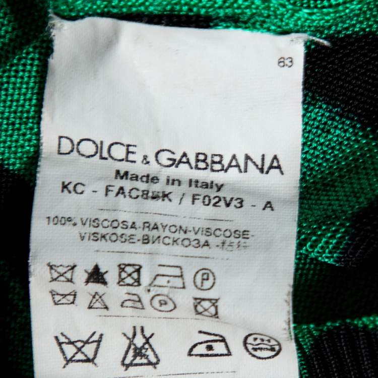 Pre Owned Dolce & Gabbana Green Animal Print Knit Button Front Cardigan M