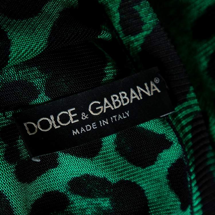 Pre Owned Dolce & Gabbana Green Animal Print Knit Button Front Cardigan M