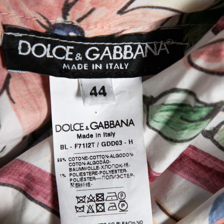 مملوكة مسبقًا Dolce & Gabbana Multicolored Printed Cotton & Lace Trimmed Cropped Top M