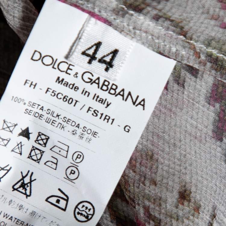 Pre Owned Dolce & Gabbana Floral Printed Silk Chiffon Pleated Blouse M