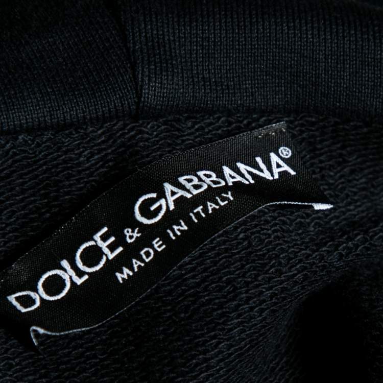 Pre Owned Dolce & Gabbana Navy Blue Cotton The King Is Back Hoodie L