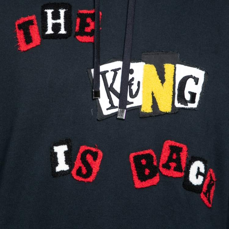 Pre Owned Dolce & Gabbana Navy Blue Cotton The King Is Back Hoodie L
