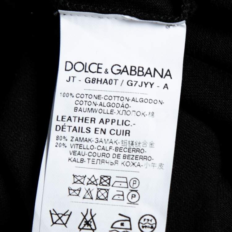 Pre Owned Dolce and Gabbana Black Cotton V Neck Short Sleeve T-Shirt L