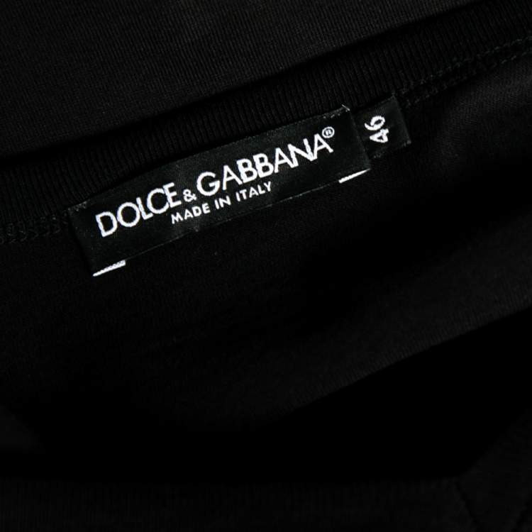 Pre Owned Dolce and Gabbana Black Cotton V Neck Short Sleeve T-Shirt L