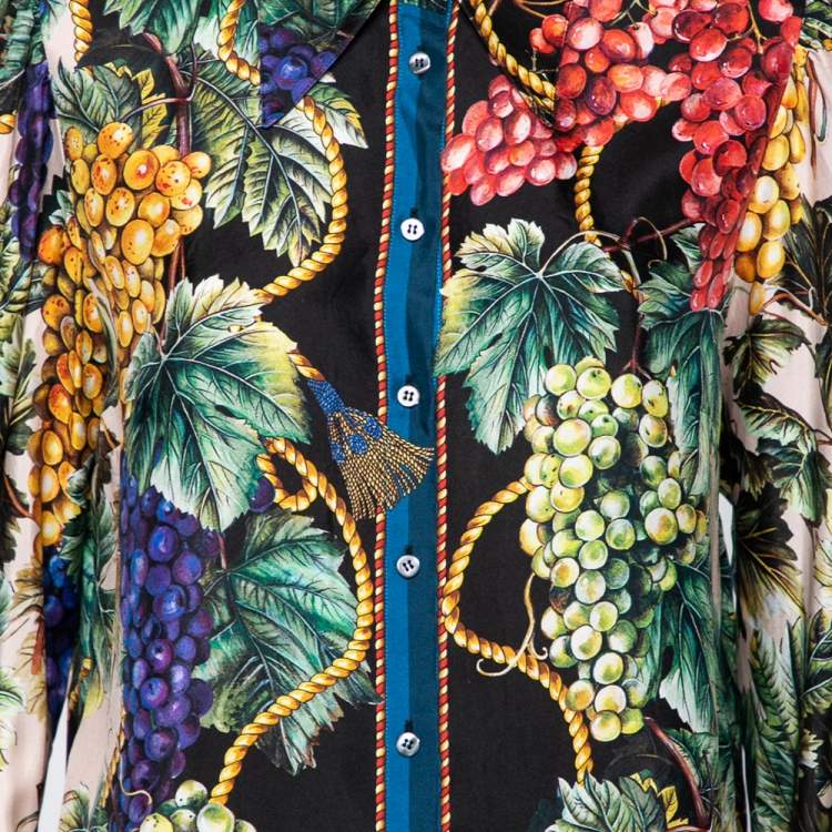 Pre Owned Dolce & Gabbana Multicolor Grape Printed Silk Shirt L