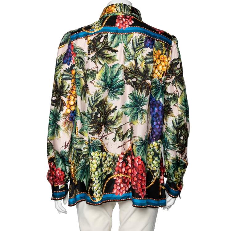Pre Owned Dolce & Gabbana Multicolor Grape Printed Silk Shirt L