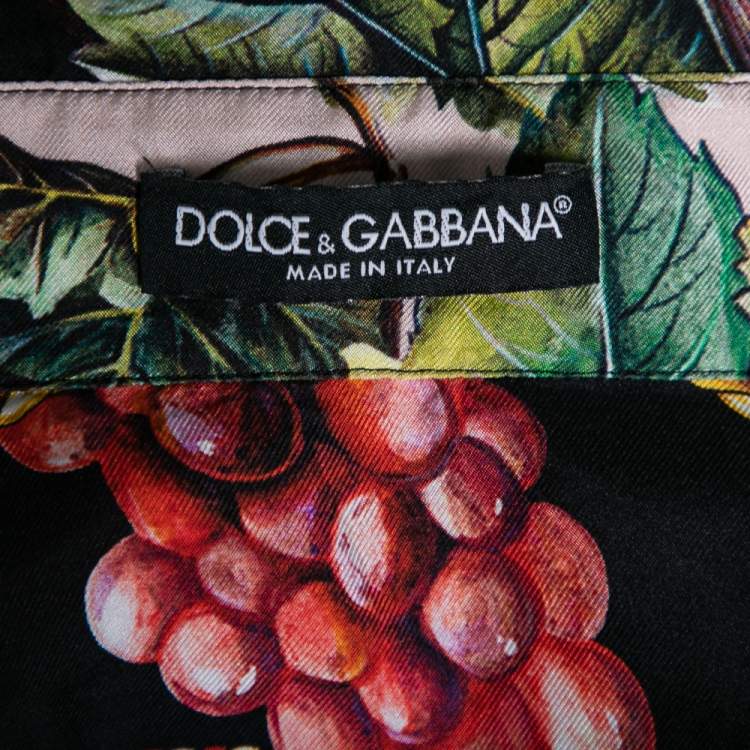 Pre Owned Dolce & Gabbana Multicolor Grape Printed Silk Shirt L