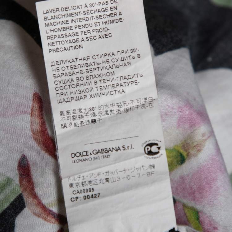 Pre Owned Dolce & Gabbana Multicolor Lily Print Cotton Short Sleeve Top M