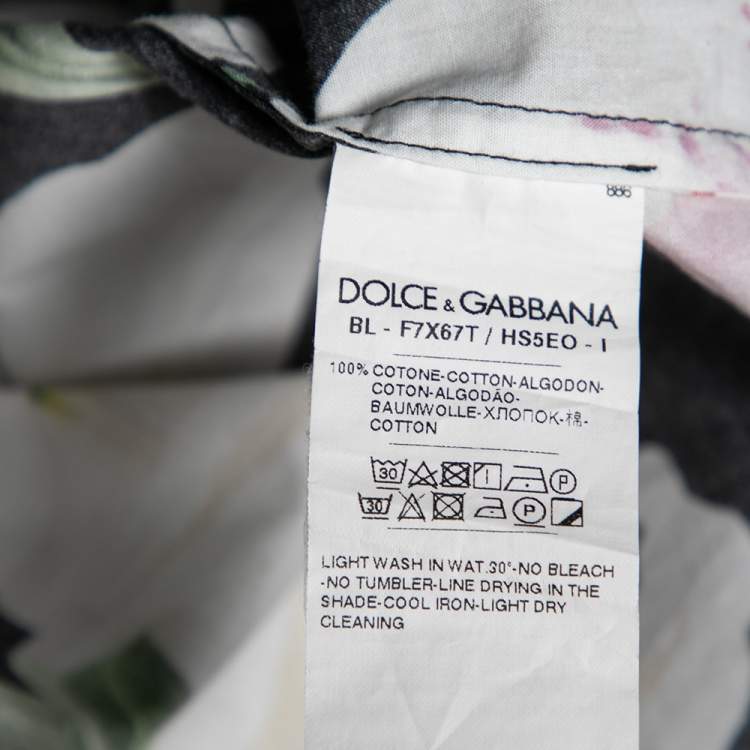 Pre Owned Dolce & Gabbana Multicolor Lily Print Cotton Short Sleeve Top M