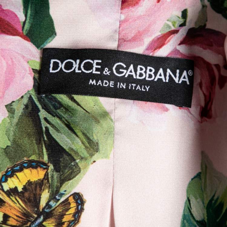 Pre Owned Dolce & Gabbana Pink Wool Rose Detailed Single Breasted Blazer L