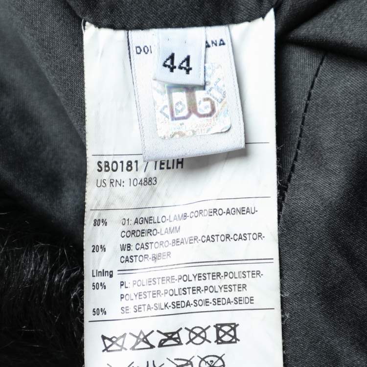 Pre Owned Dolce & Gabbana Black Fur Detachable Collar Detail Hook Front Jacket M