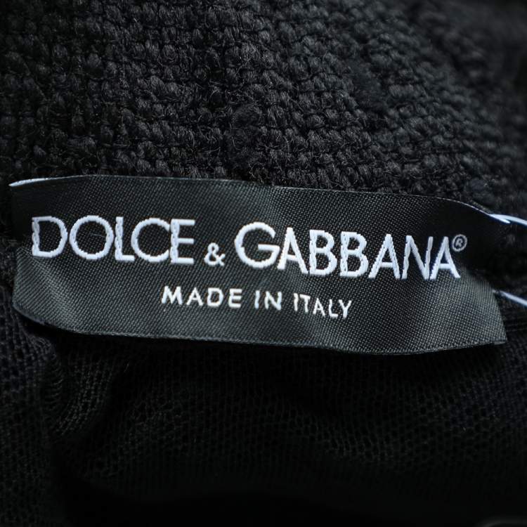 Pre Owned Dolce & Gabbana Black Boucle Hook Detail Poncho S